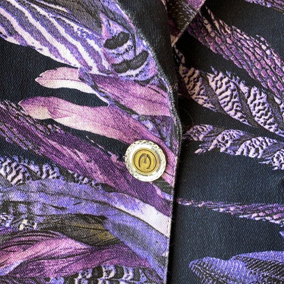 Just Cavalli Feather Print Denim Jacket - Picture 3 of 12